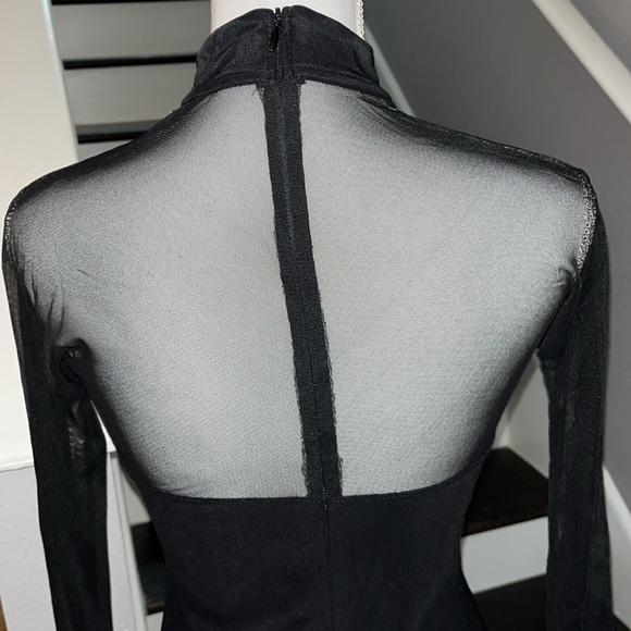 Carabella Show Stopper Black Dress with Semetric Rhinestones. Sheer Sleeves Med - Picture 8 of 16